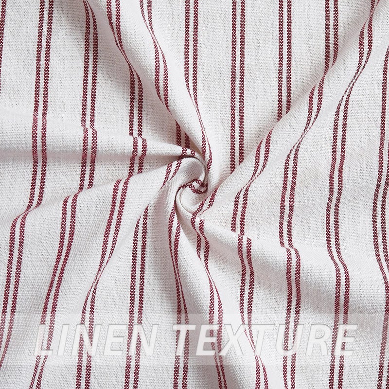 Randall Red Striped Printed Semi-Sheer Curtains Framhouse Linen Blend Yarn Dyed Heavy Window Treatment Drapes for Living Room/Bedroom, Light Filtering Modern Grommet Curtains,2 Panels, 40"x63"x2 - Image 2